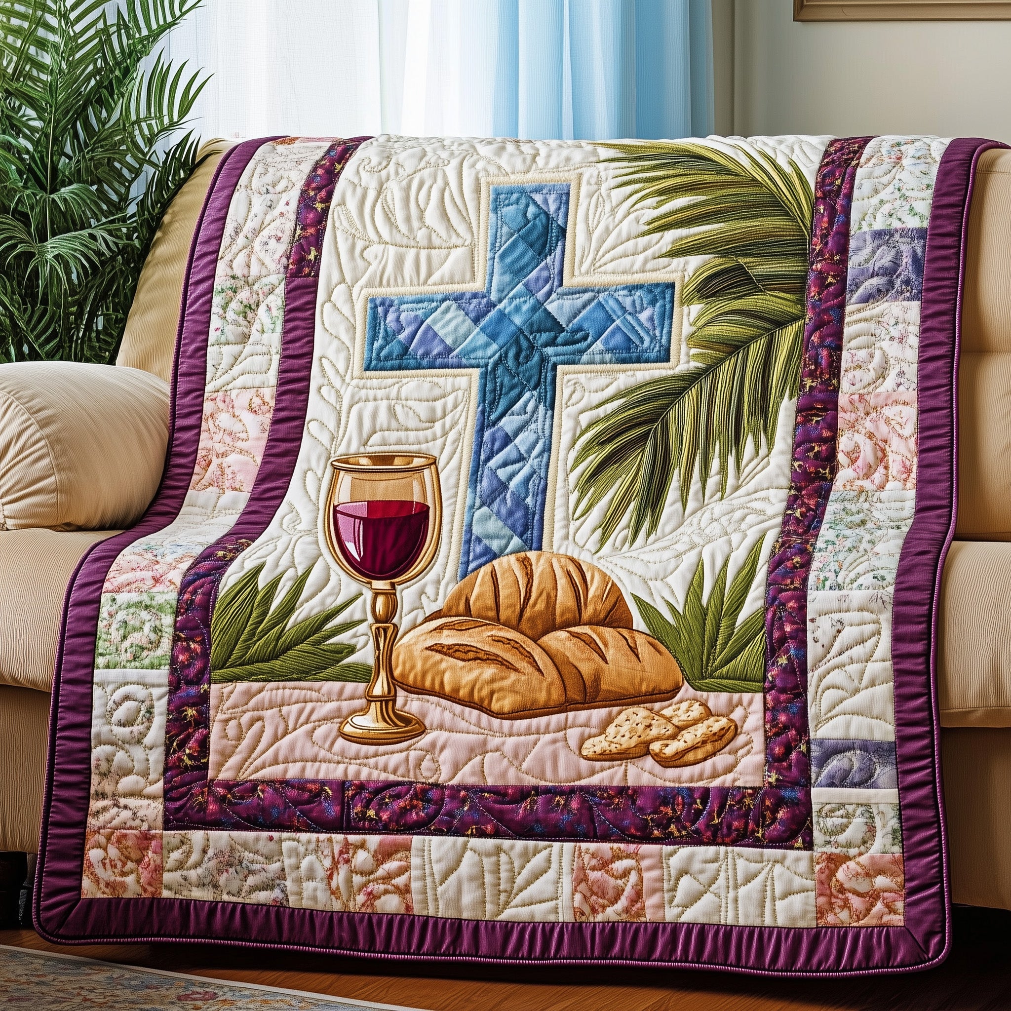Maundy Thursday Quilted Blanket Cute Bed BlanketEaster Gifts For Men