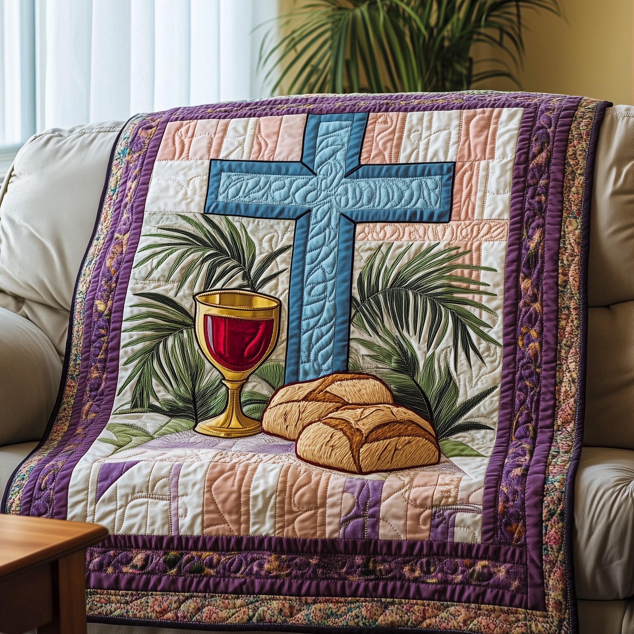 Maundy Thursday Quilted Blanket Cute Bed BlanketFaith Based Easter Gifts