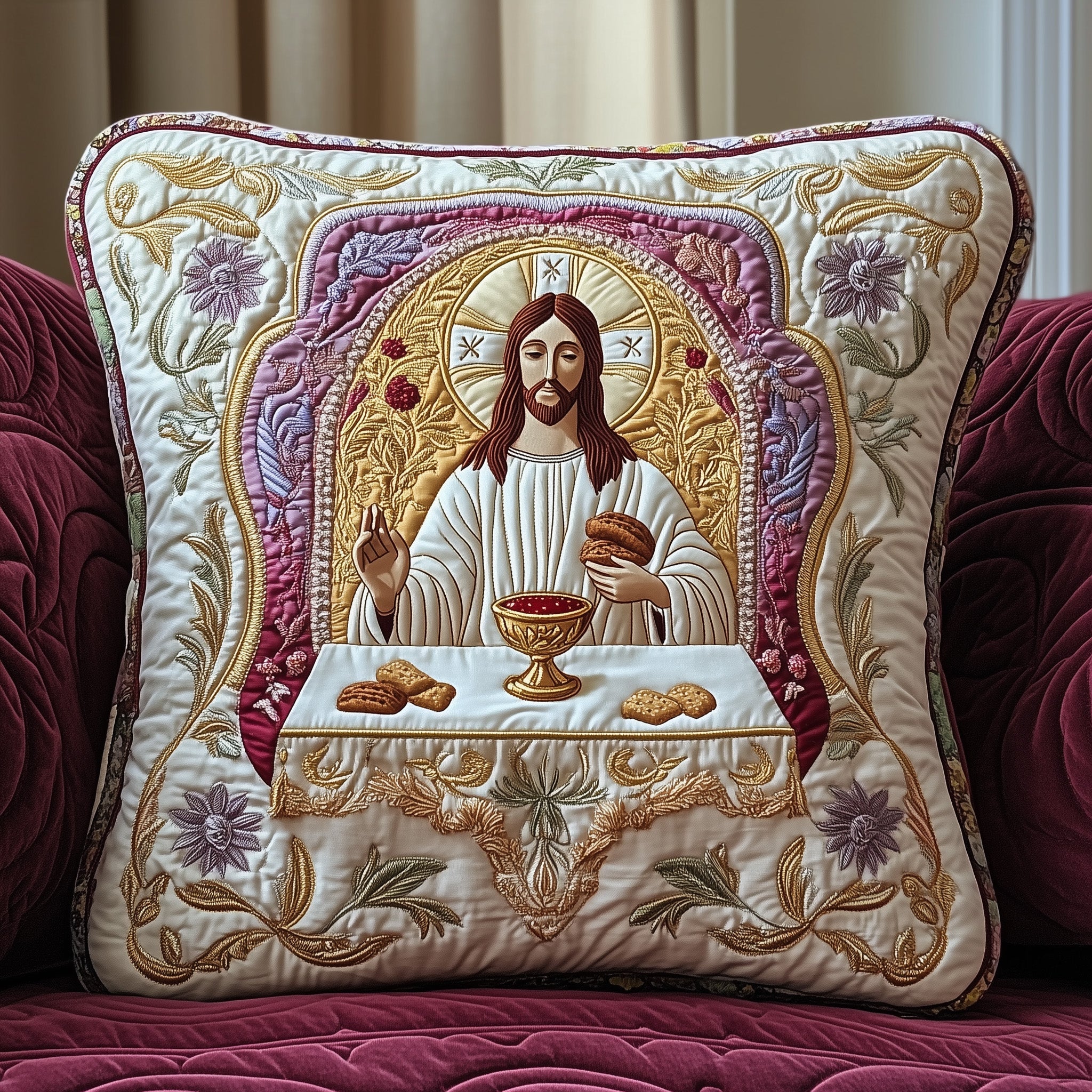Maundy Thursday Quilted Pillow Case Decorative Pillow Cover MerchBest Easter Gifts Holiday 2025