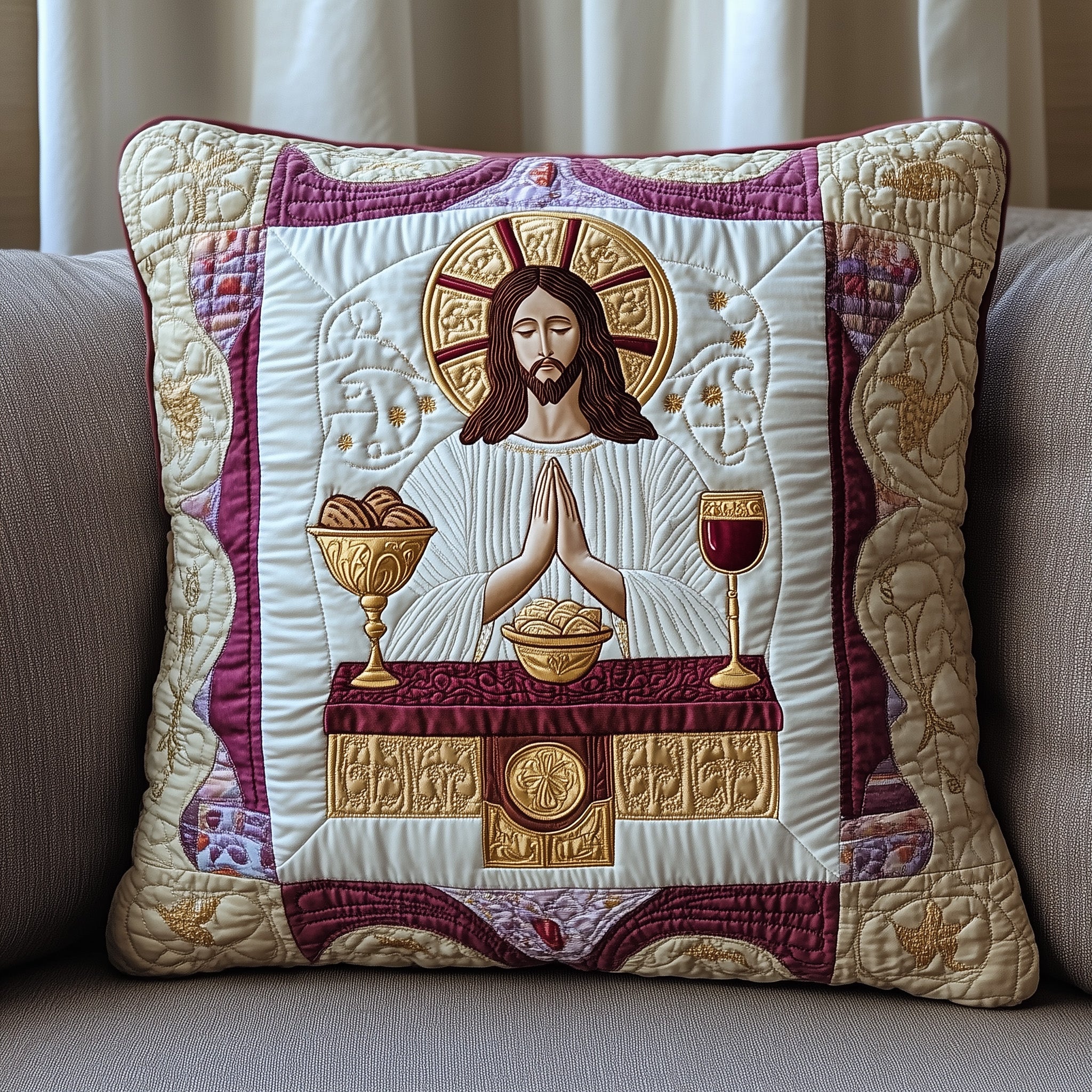 Maundy Thursday Quilted Pillow Case Decorative Pillow Cover MerchEaster Gifts For Adults