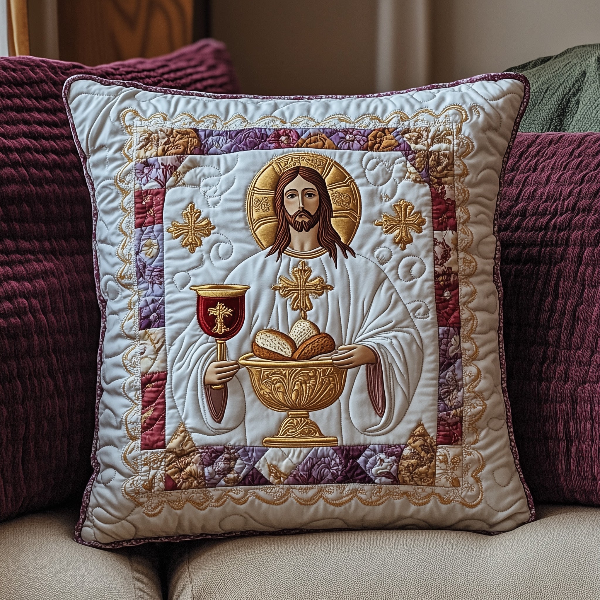 Maundy Thursday Quilted Pillow Case Decorative Pillow Cover MerchEaster Gifts For Men