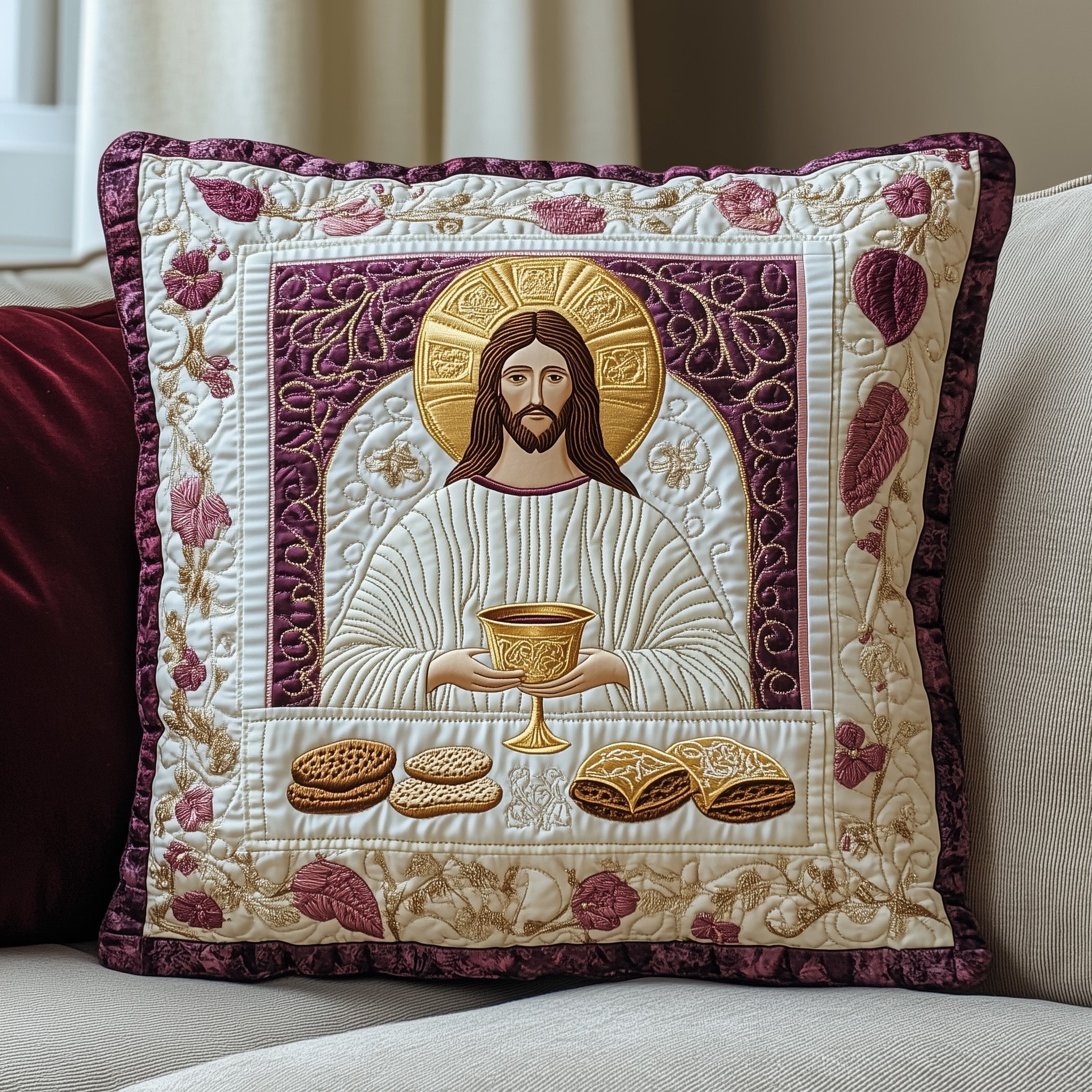 Maundy Thursday Quilted Pillow Case Decorative Pillow Cover MerchEaster Presents For Family