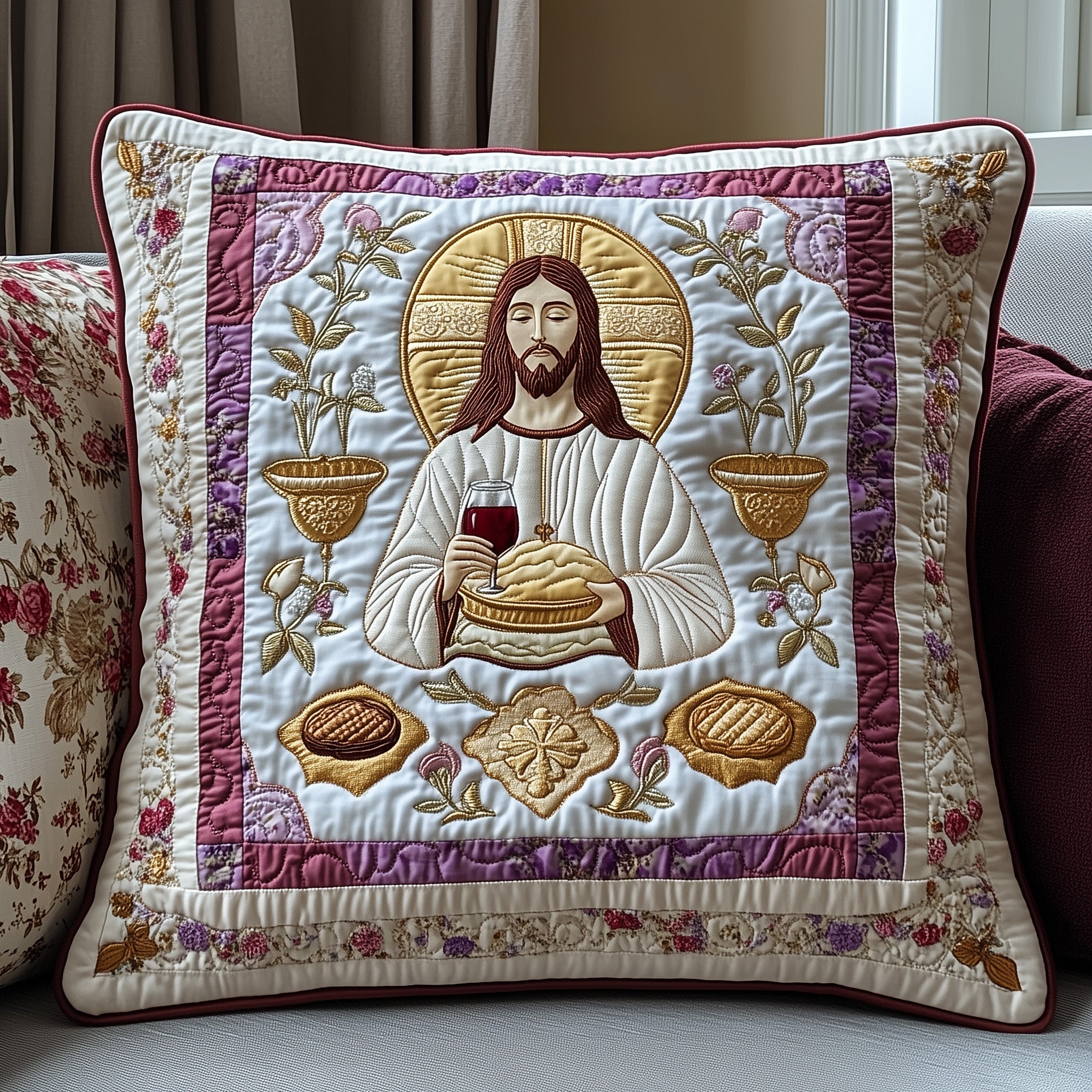Maundy Thursday Quilted Pillow Case Decorative Pillow Cover MerchHappy Easter Holiday gifts