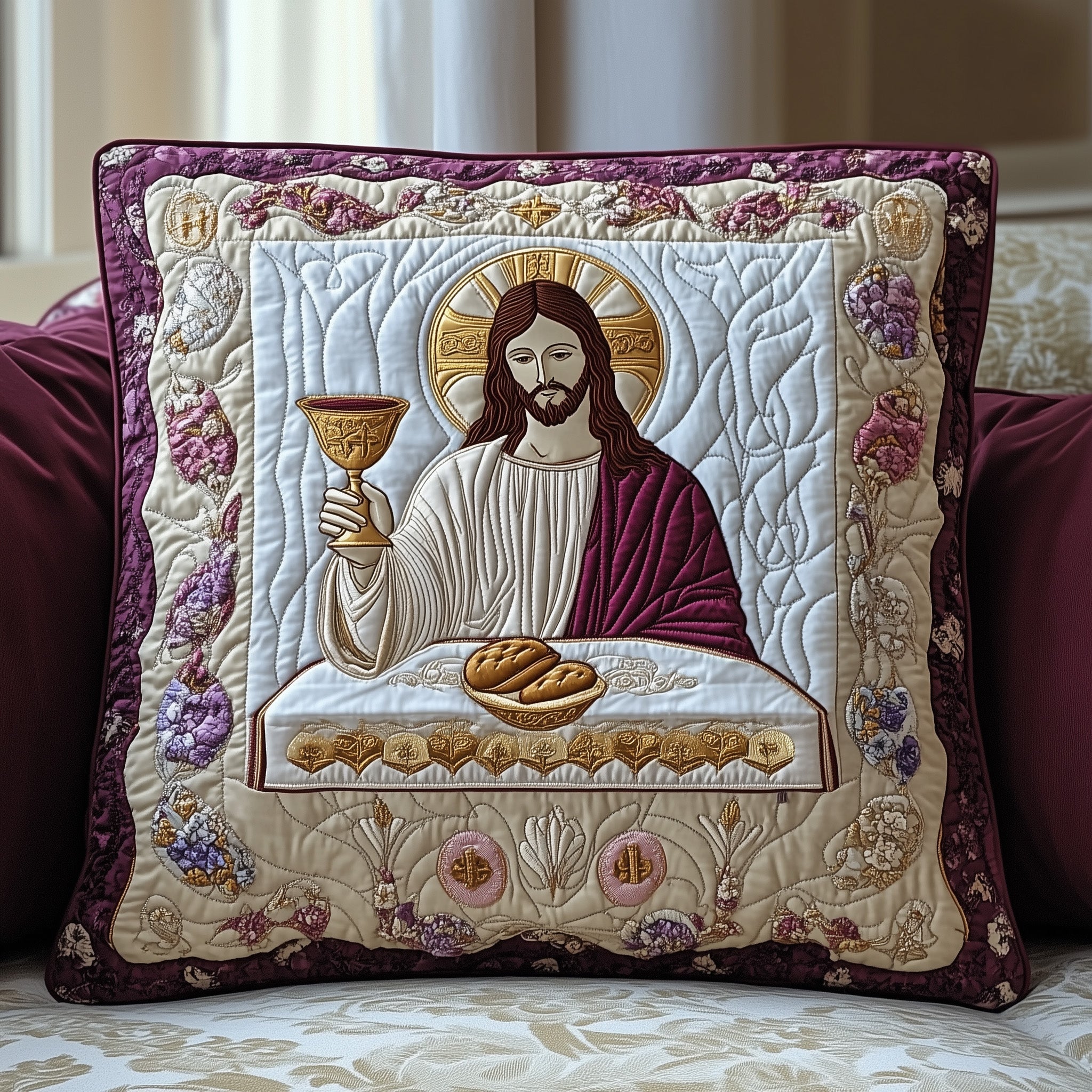 Maundy Thursday Quilted Pillow Case Decorative Pillow Cover MerchModern Easter Gifts Holiday