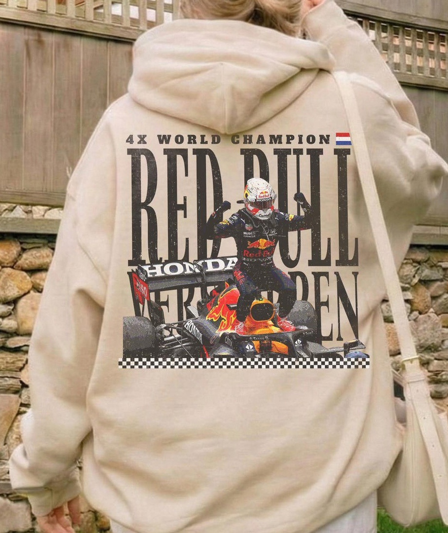 Max Verstappen 4x World Champion Red Bull Hoodie Vintage F1 Racing Fan Sweatshirt Best Gift For F1 Fans