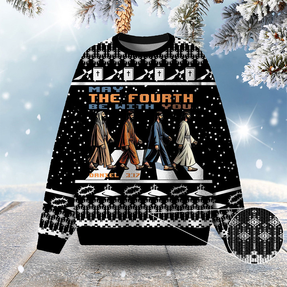 May The Fourth Be With You Ugly Christmas Sweater Winter Apparel Christmas Gifts For Christians