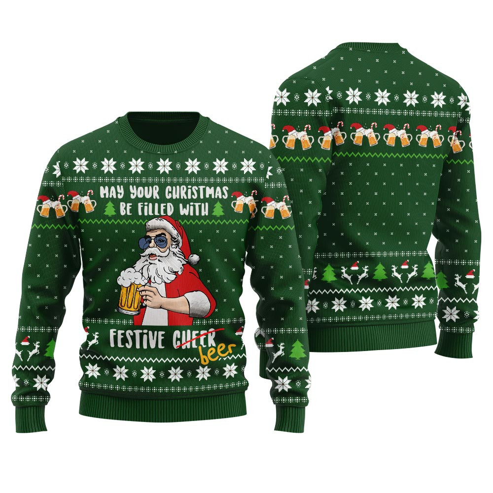 May Your Christmas Be Filled With Festive Beer Ugly Sweater For Adult Unique Holiday Merch Gift for Home and Family