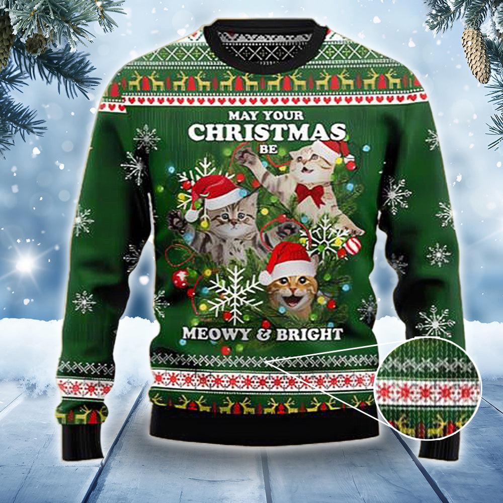May Your Christmas Be Meowy And Bright Ugly Xmas Sweater Cat Christmas Sweater Cat Lovers Gifts May Your Christmas Be Meowy And Bright Ugly Xmas Sweater Cat Christmas Sweater Cat Lovers Gifts