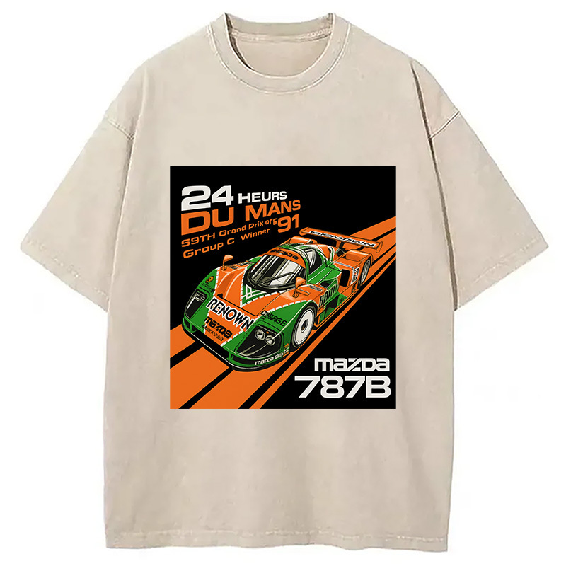 Mazda 787B Washed T-Shirt Classic Graphic Fashion Tee Gifts For Best Friend Mazda 787B Washed T-Shirt Classic Graphic Fashion Tee Gifts For Best Friend