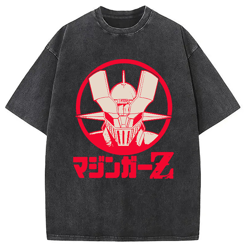 Mazinger Z Vintage Japanese Washed T-Shirt Retro Streetwear Graphic Top Gifts For Best Friend Mazinger Z Vintage Japanese Washed T-Shirt Retro Streetwear Graphic Top Gifts For Best Friend