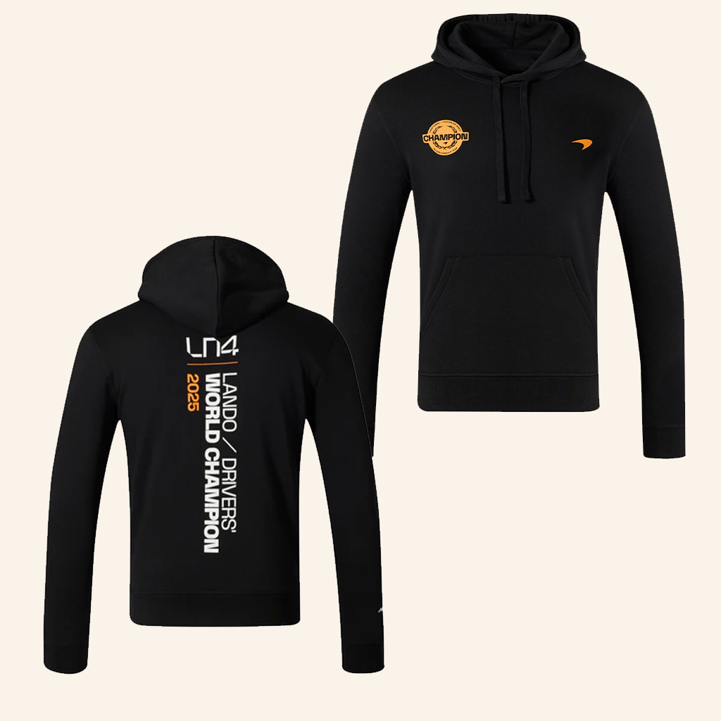 McLaren Merch Lando Norris 2025 Drivers World Champion Hoodie Black Gifts For Brother McLaren Merch Lando Norris 2025 Drivers World Champion Hoodie Black Gifts For Brother