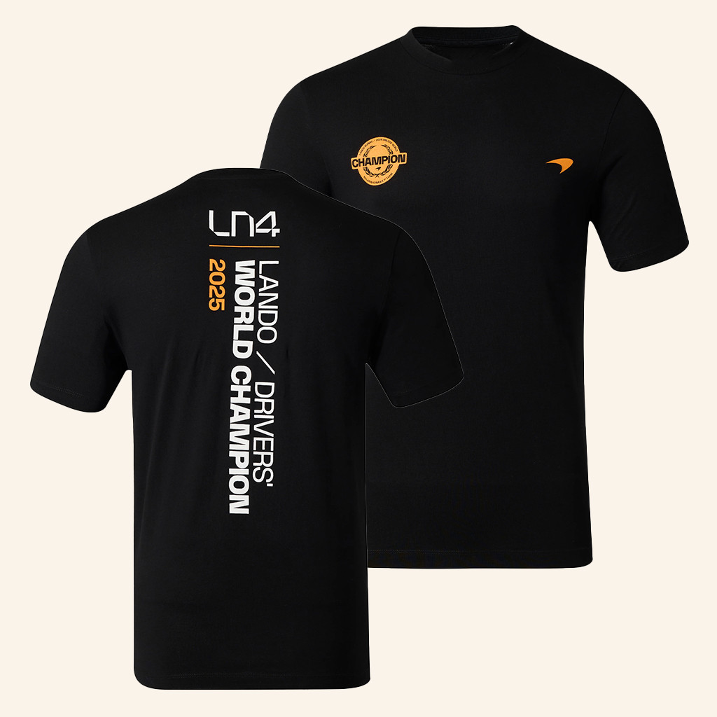 Mclaren Merch Lando Norris 2025 Drivers World Champion T-Shirt Best Gifts For Racing Fans Mclaren Merch Lando Norris 2025 Drivers World Champion T-Shirt Best Gifts For Racing Fans