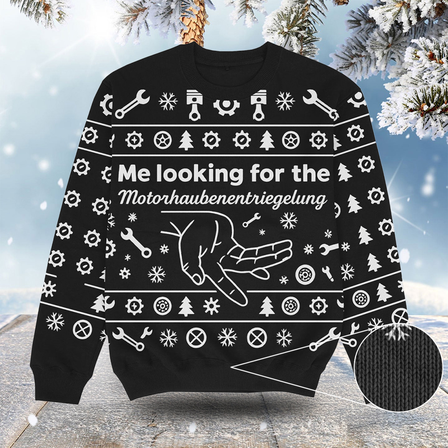 Me Looking For The Motorhaubenentriegelung Christmas Ugly Sweater Fun Gift For Brother