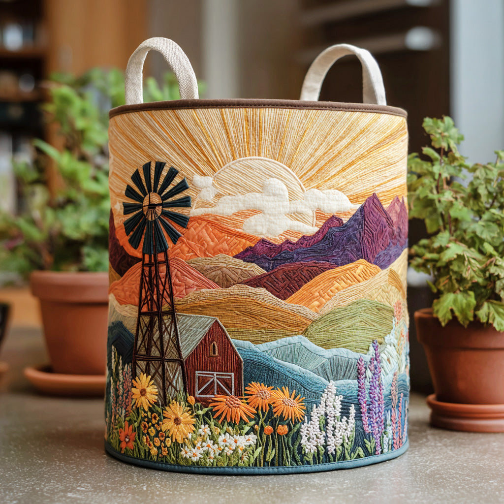 Meadow Bliss Quilted Laundry Basket Merch For Friends