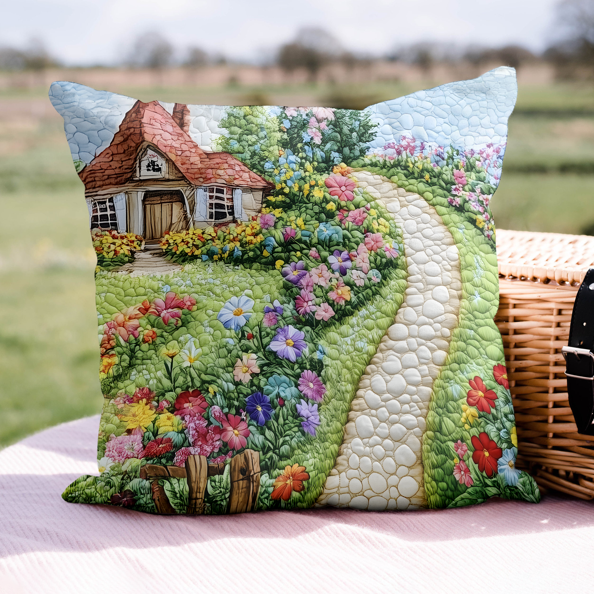 Meadow Bloom Quilted Pillow Case Nice Pillow Covers Unique Gifts Family