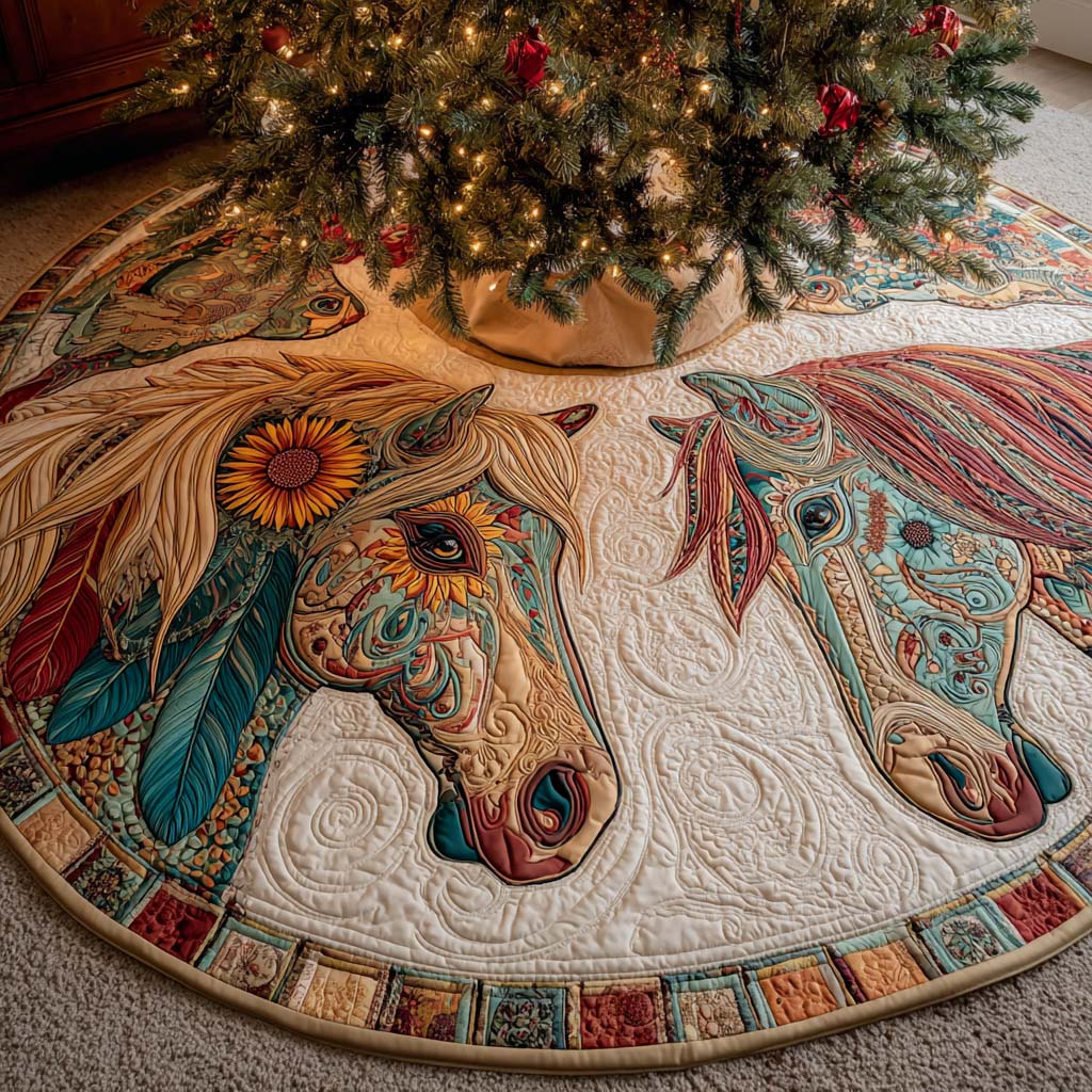 Meadow Bloom Quilted Tree Skirt Elegant Quilted Tree Skirt Gift for Housewarming