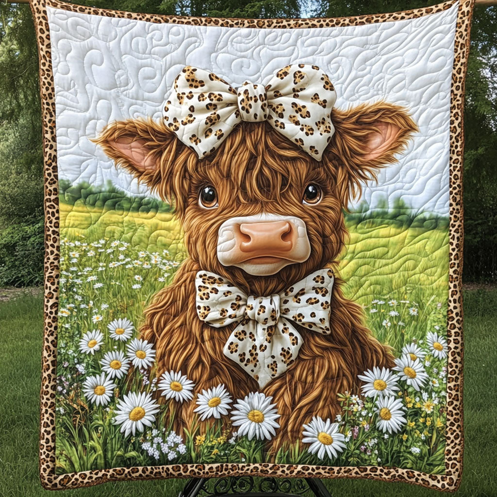 Meadow Bow Beauty Quilted Blanket Sofa Couch Throw Blanket Highland Cow Presents