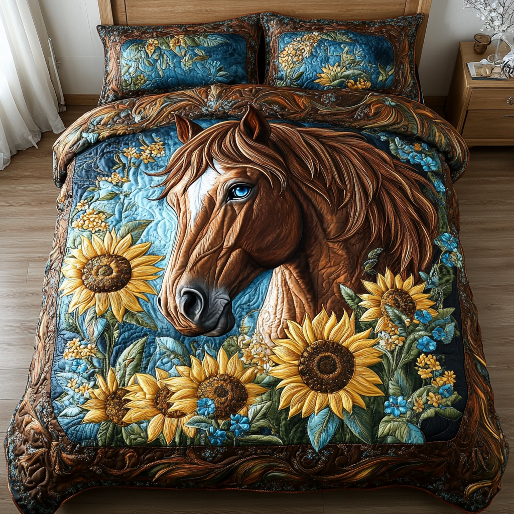 Meadow Charge Quilted Bedding Set Bedroom Decorations Best Gifts For Horse Riders