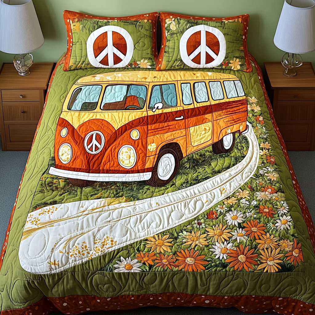 Meadow Cruiser Quilted Bedding Set Best Bedspread Set Hippie Style Gifts