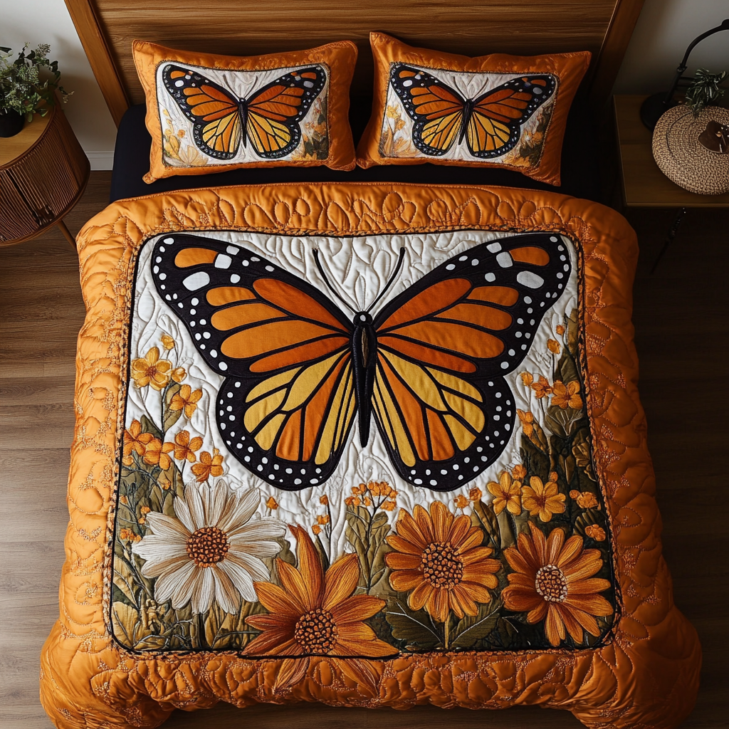 Meadow Dancer Quilted Bedding Set Holiday Duvet Cover Set Best Butterfly Gifts For Christmas