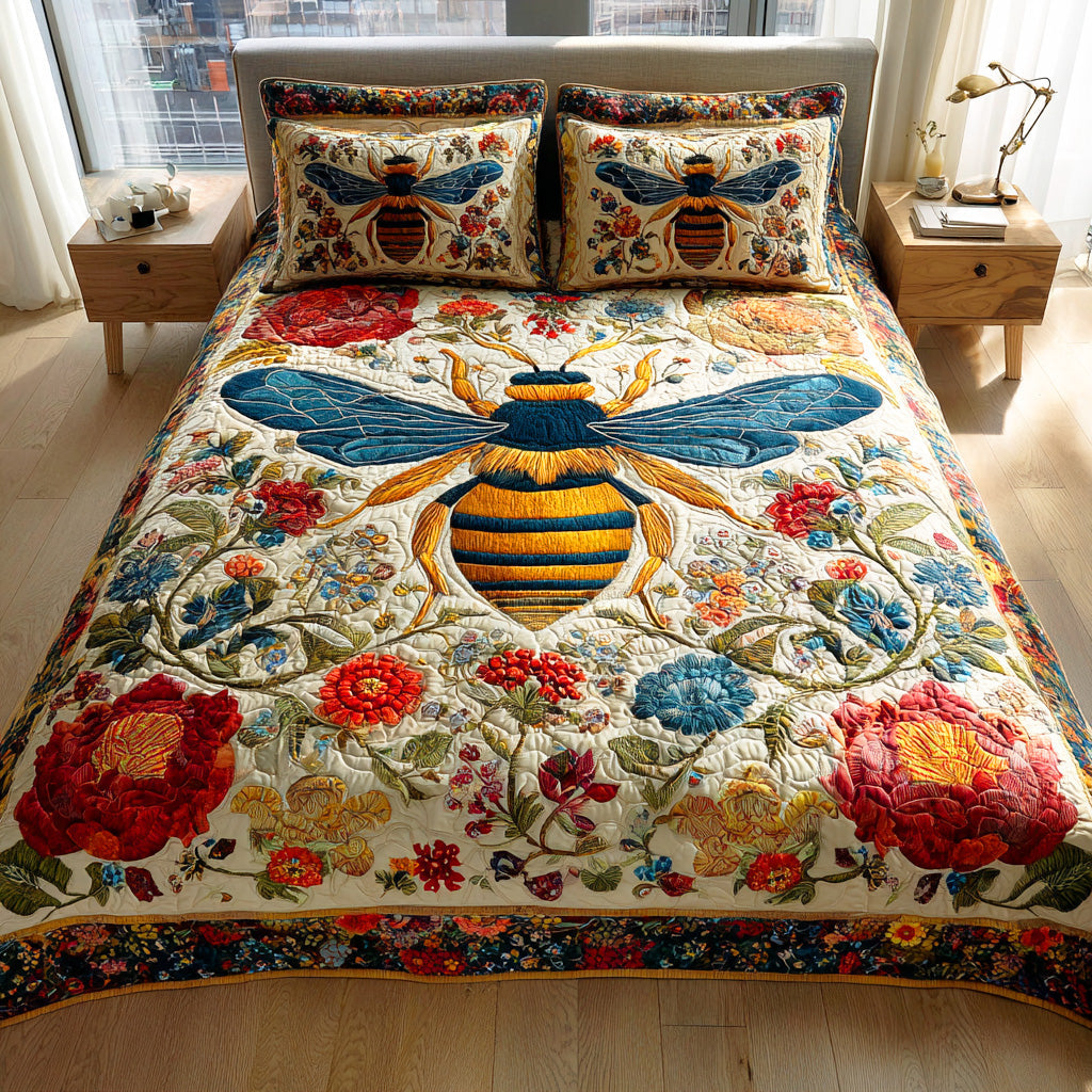 Meadow Flight Quilted Bedding Set Personalized Bedding Set Gift for Couples