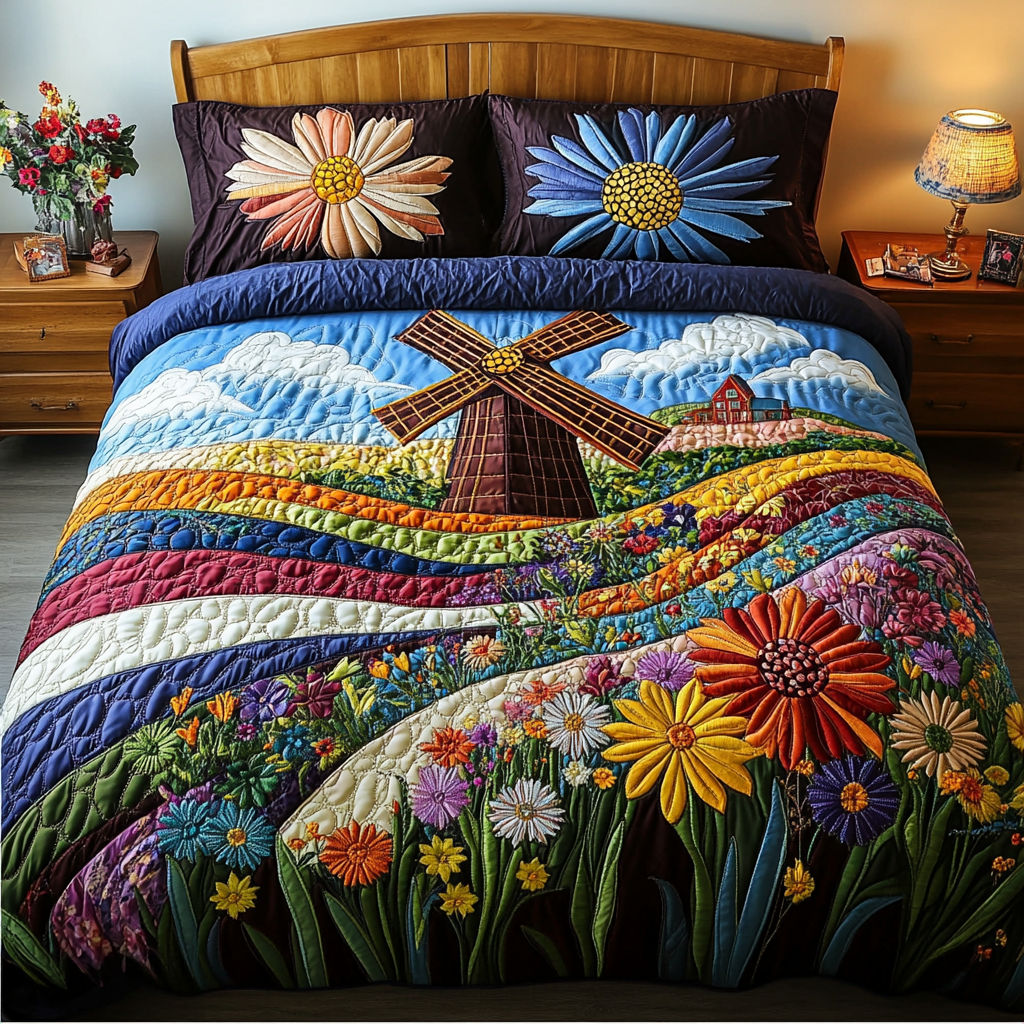 Meadow Flow Quilted Bedding Set Bed Decor Gifts For The Flower Lover