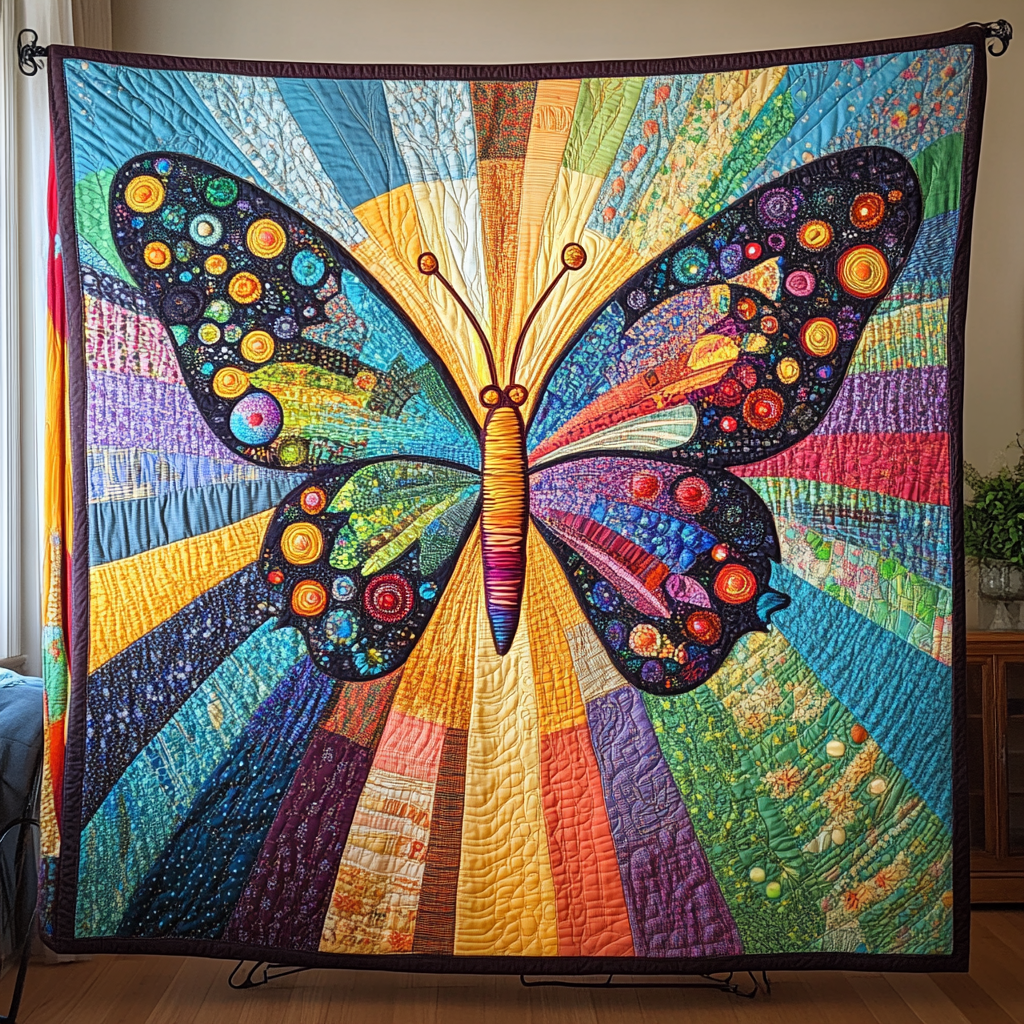 Meadow Flutter Quilted Blanket Best Couch Throw Blanket Butterfly Gifts For Girl