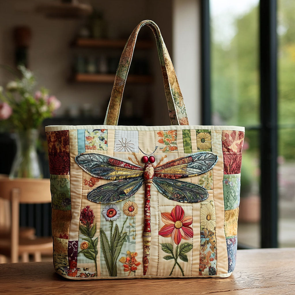 Meadow Glider Quilted Tote Bag Dragonfly Gifts For Women
