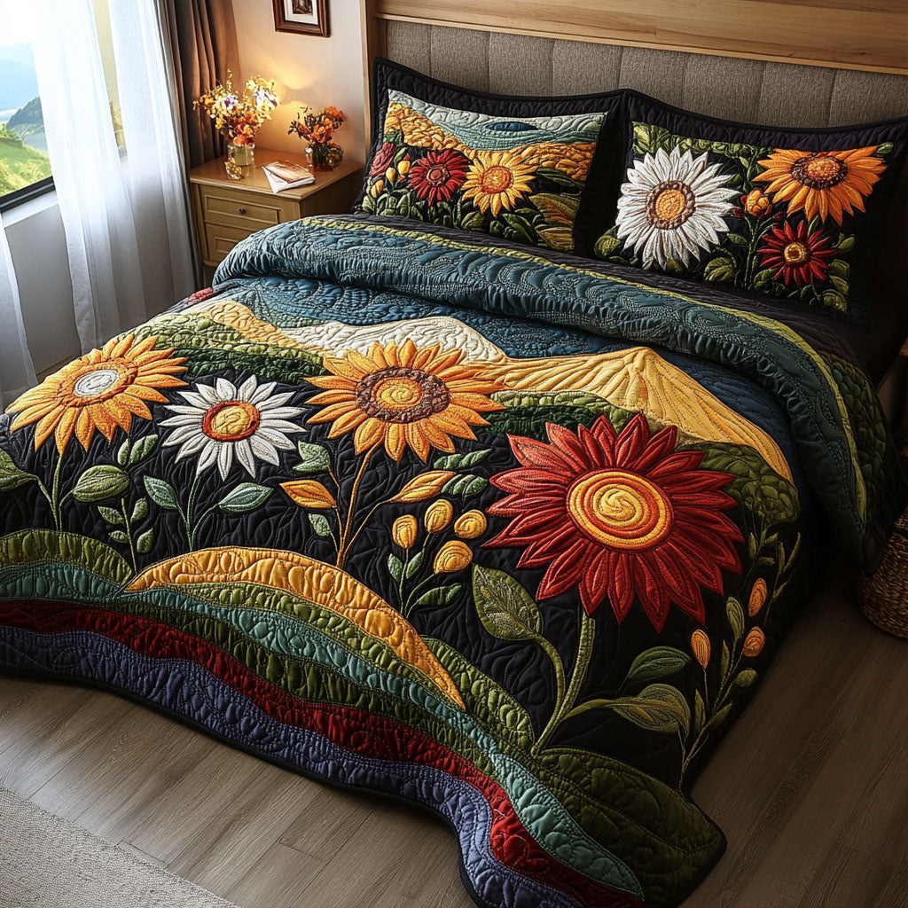 Meadow Glow Harmony Quilted Bedding Set Premium Duvet Cover Gift Set for Mom or Grandma