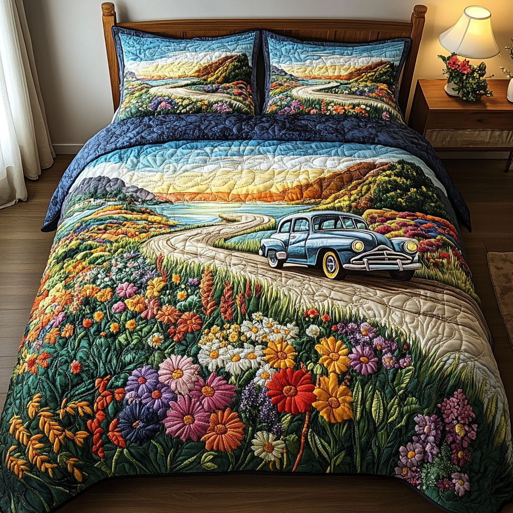 Meadow Glow Quilted Bedding Set Best Bedspread Set Christmas Gifts For Beach Goers