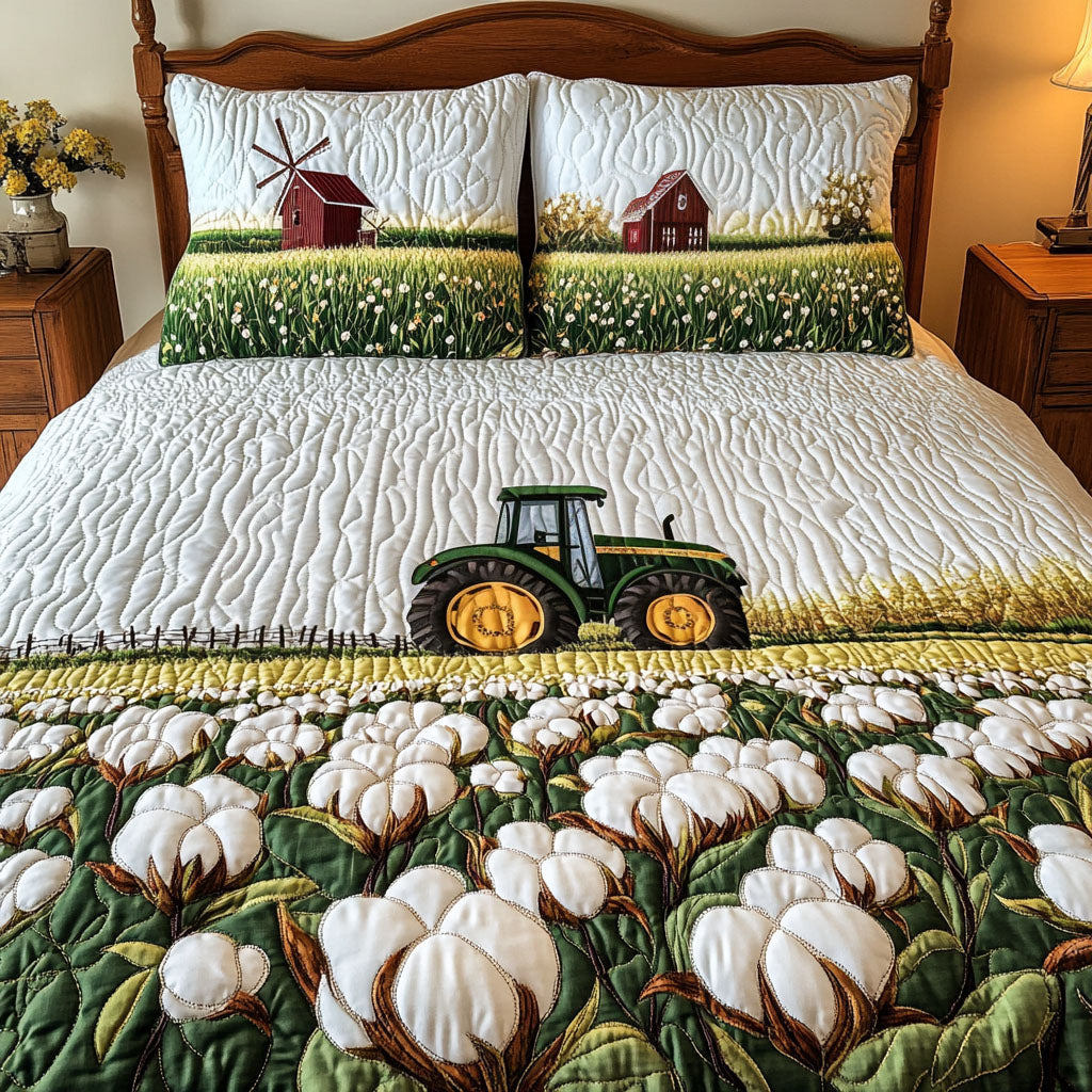 Meadow Harvest Quilted Bedding Set Cute Bedroom Decor Tractor Gifts For Men