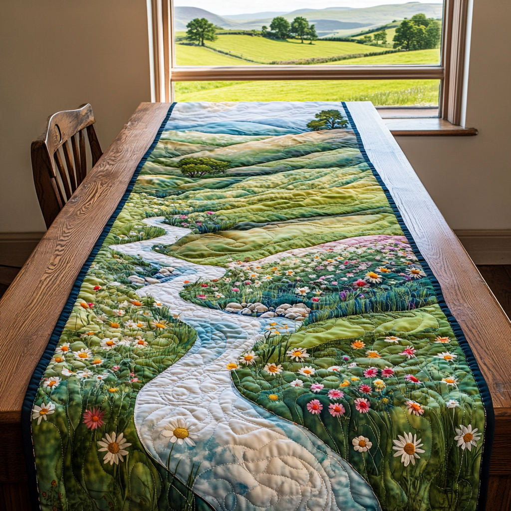 Meadow Journey Quilted Table Runner Dining Decor Gifts For The Flower Lover