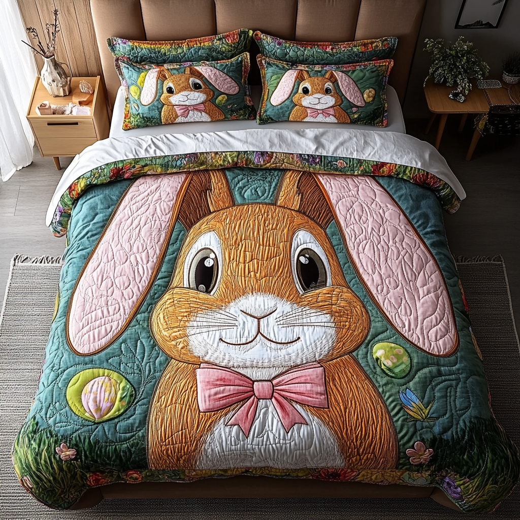 Meadow Jumper Quilted Bedding Set Best Bedspread Set Christmas Gifts For Pet Rabbits