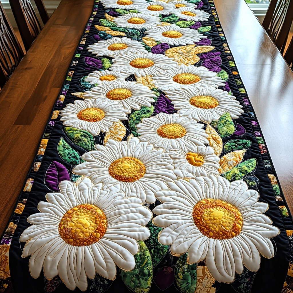 Meadow Magic Quilted Table Runner Dining Room Decor Flower Daisy Birthday Gifts