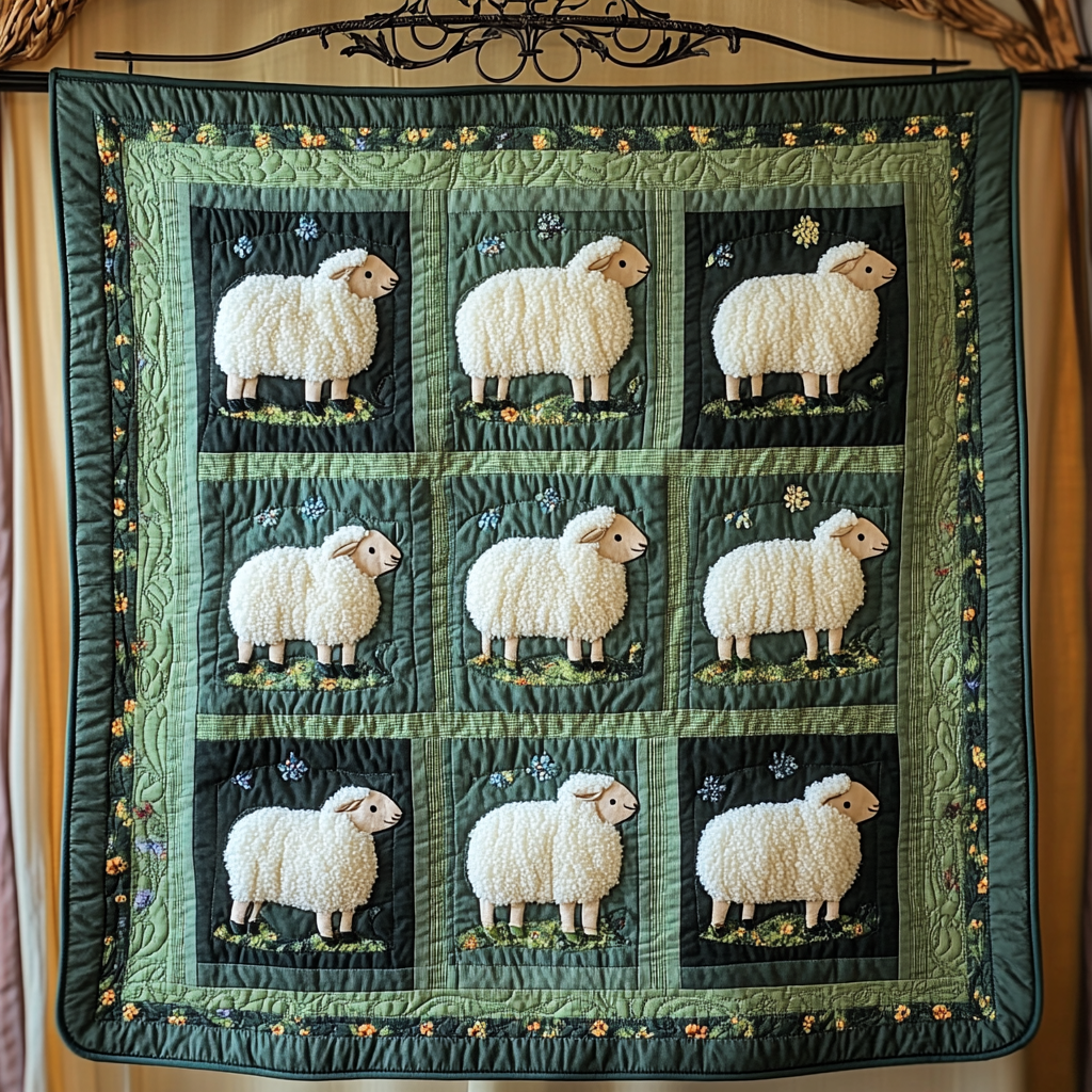 Meadow Mingle Quilted Blanket Gifts For Sheep Lovers