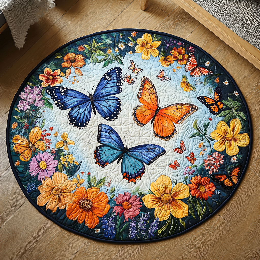 Meadow Monarch Quilted Round Mat Front Door Decor Best Autumn Gifts