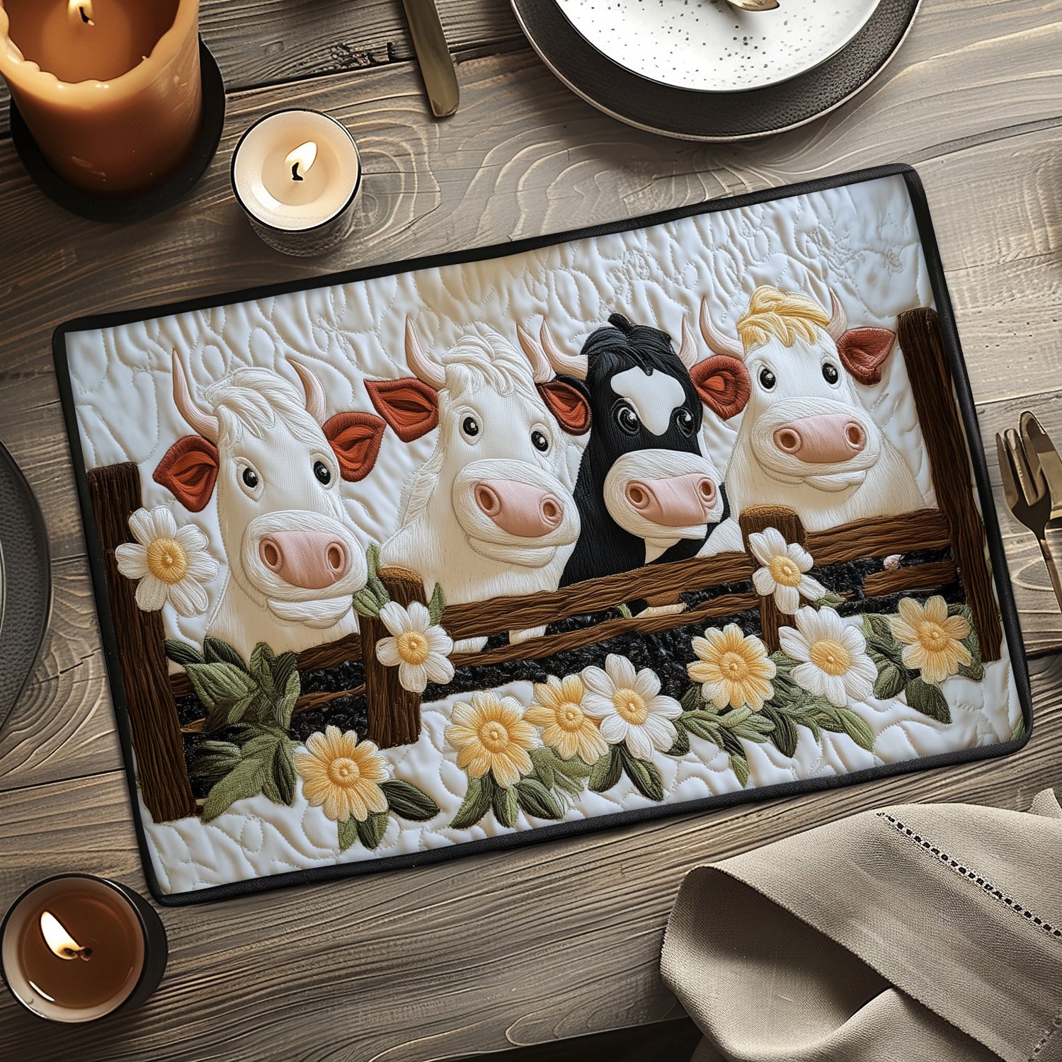 Meadow Moo Quilted Place Mat House Decor Items Gifts For Farmers For Christmas