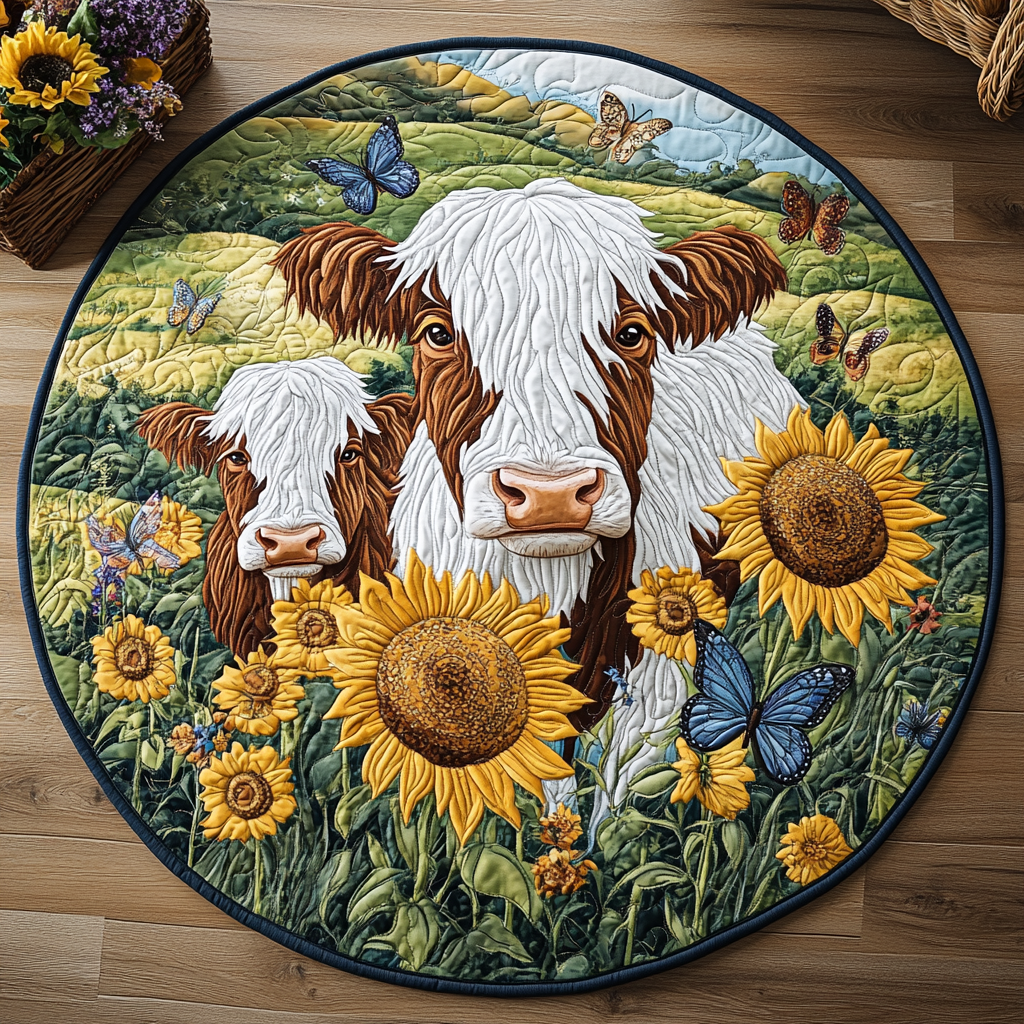 Meadow Moo Quilted Round Mat Front Entryway Ideas Birthday Present For A Farmer