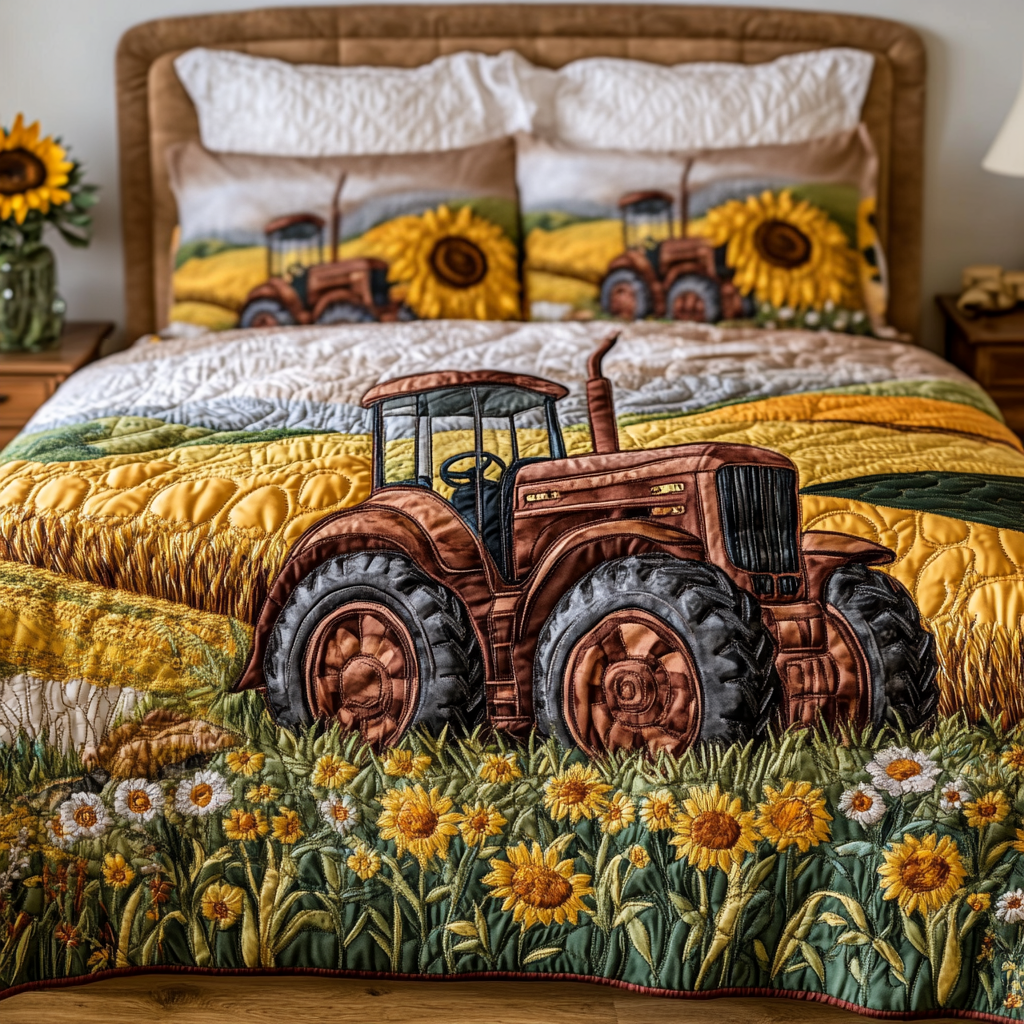 Meadow Motor Quilted Bedding Set Premium Duvet Cover Gift Set for Mom or Grandma
