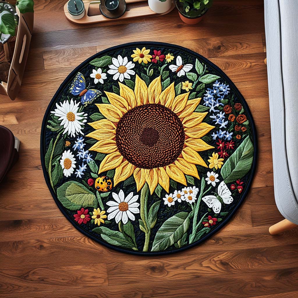 Meadow Quilted Round Mat Foyer Christmas Decor Gifts For Sunflower Lovers