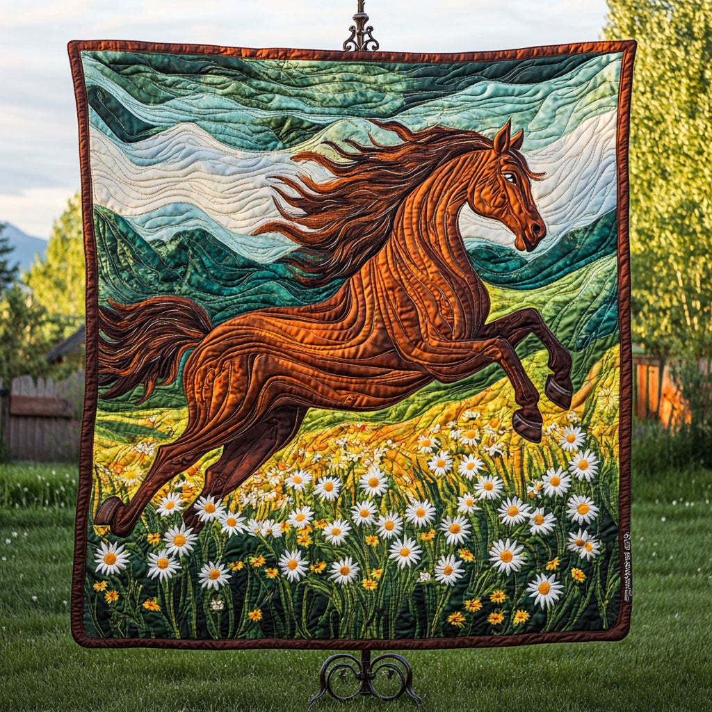 Meadow Run Quilted Blanket Bedroom Decor Christmas Gifts For Horse Lovers Men