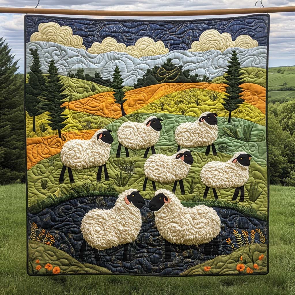 Meadow Watch Quilted Blanket Gifts For Sheep Lovers