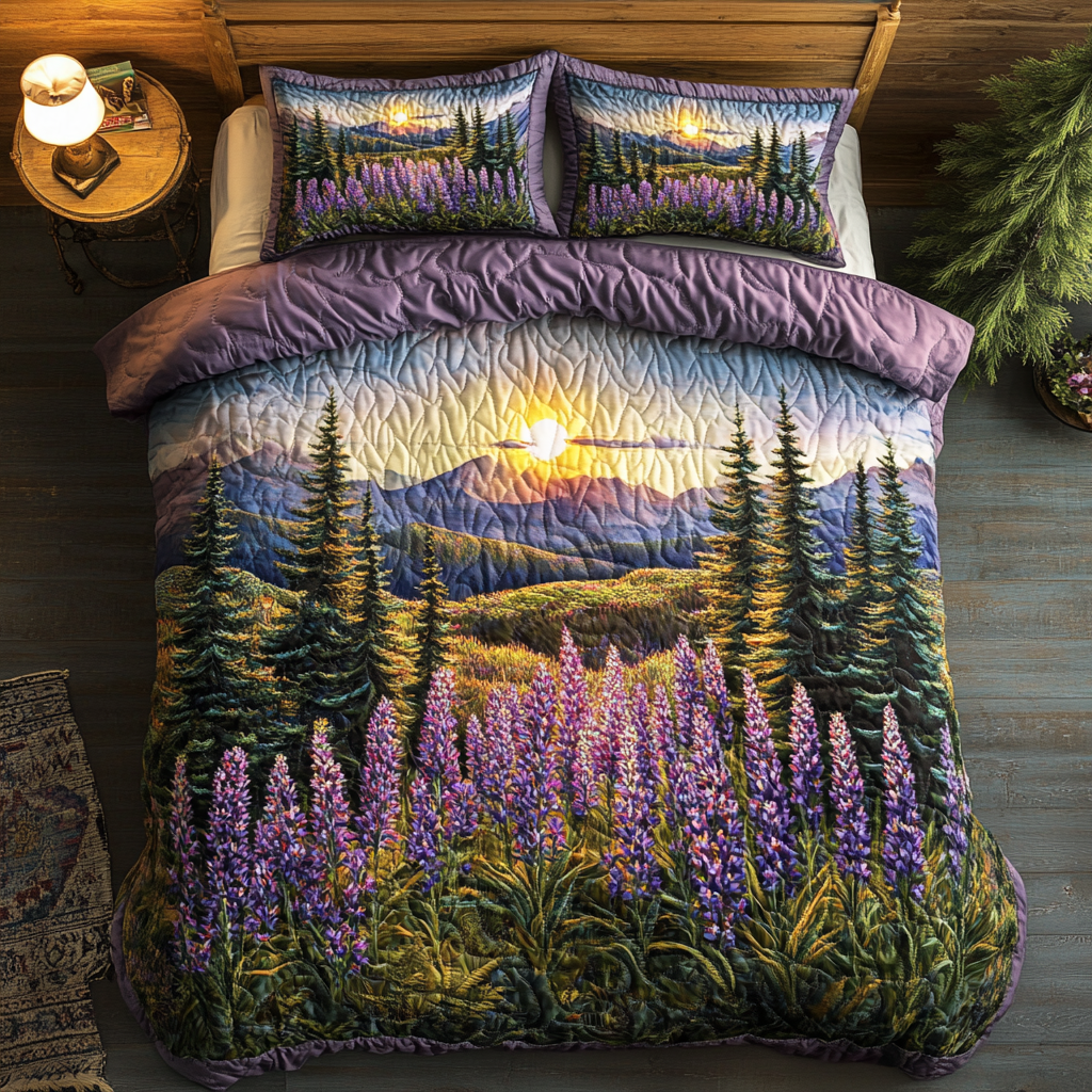 Meadow Whisper Quilted Bedding Set Bedroom Decor Ideas Flower Lavender Gift Items