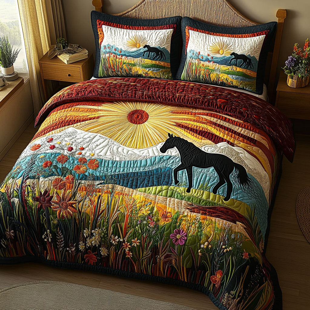Meadow Whisperer Quilted Bedding Set Bedroom Decorations Presents For Horse Owners