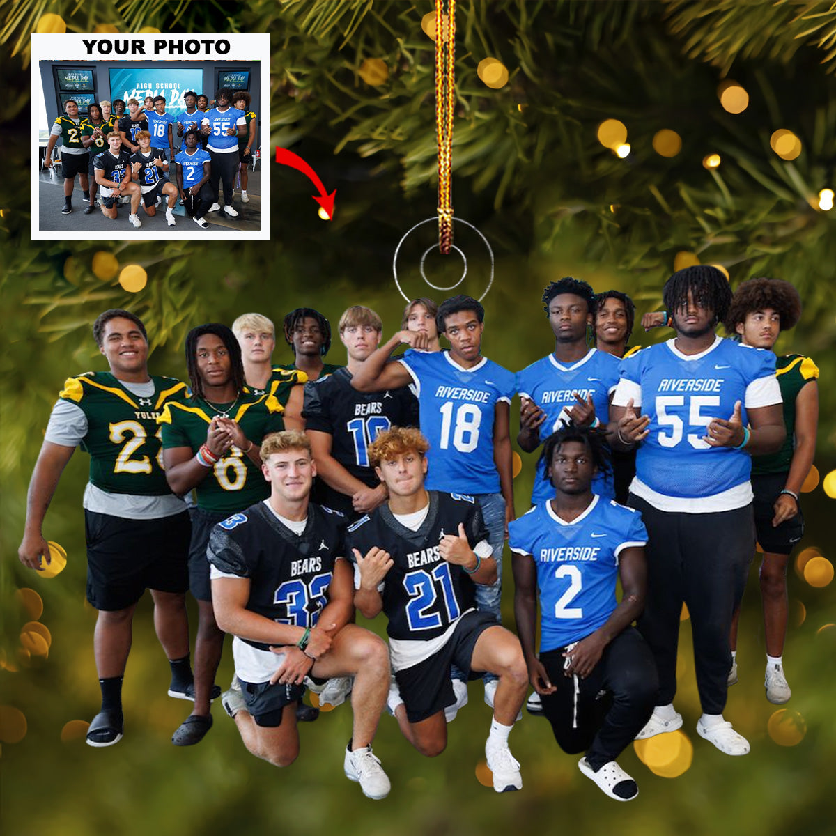 Medal Day Personalized Photo Mica Ornament Gift For Football Lovers Family Members