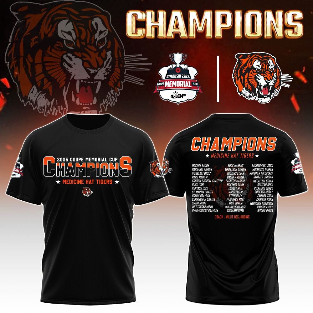 Medicine Hat Tigers Champions Memorial Cup 2025 T-Shirt Best Gift For Him