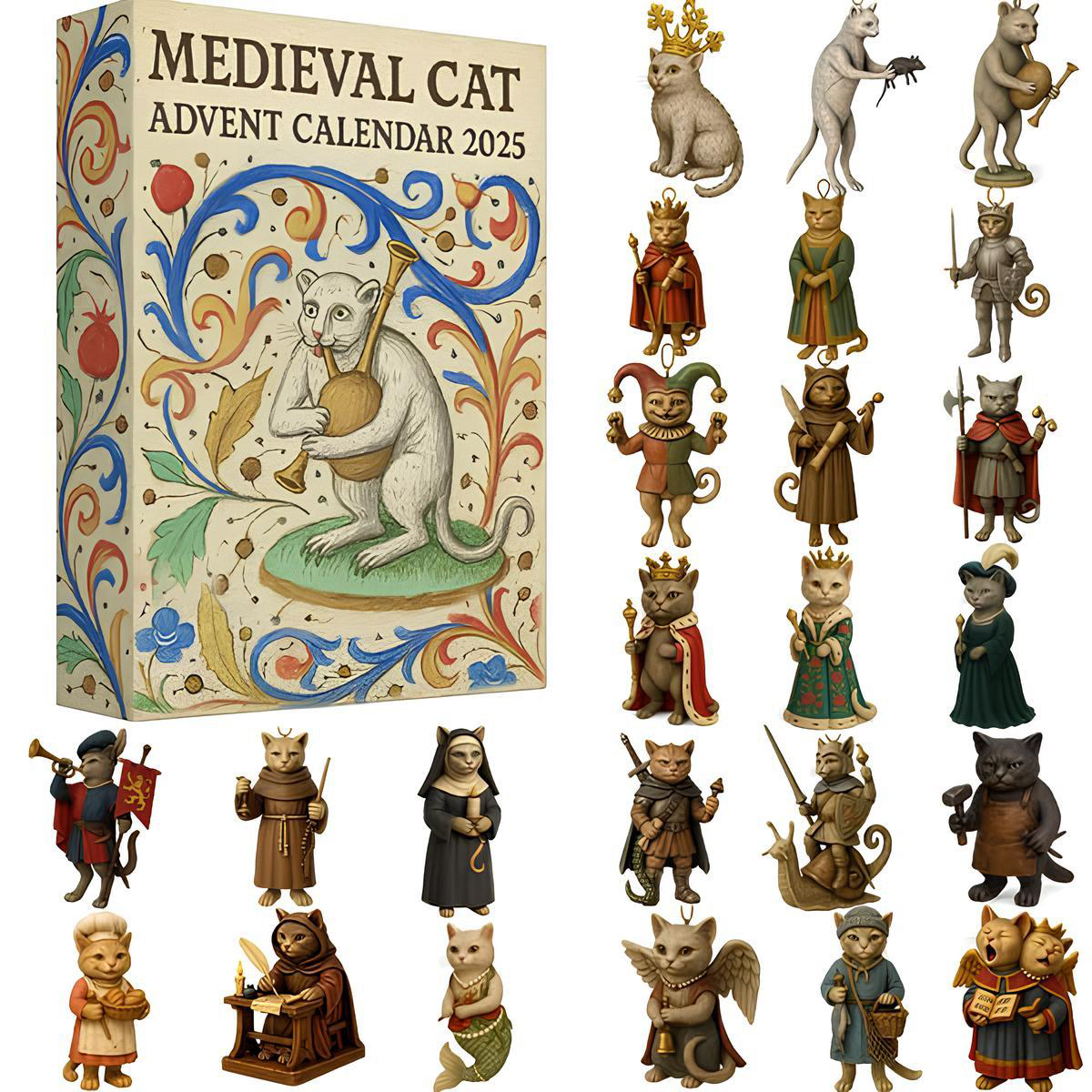 Medieval Cat Advent Calendar 2025 Animal Themed Christmas Calendar Cat Gifts For Christmas