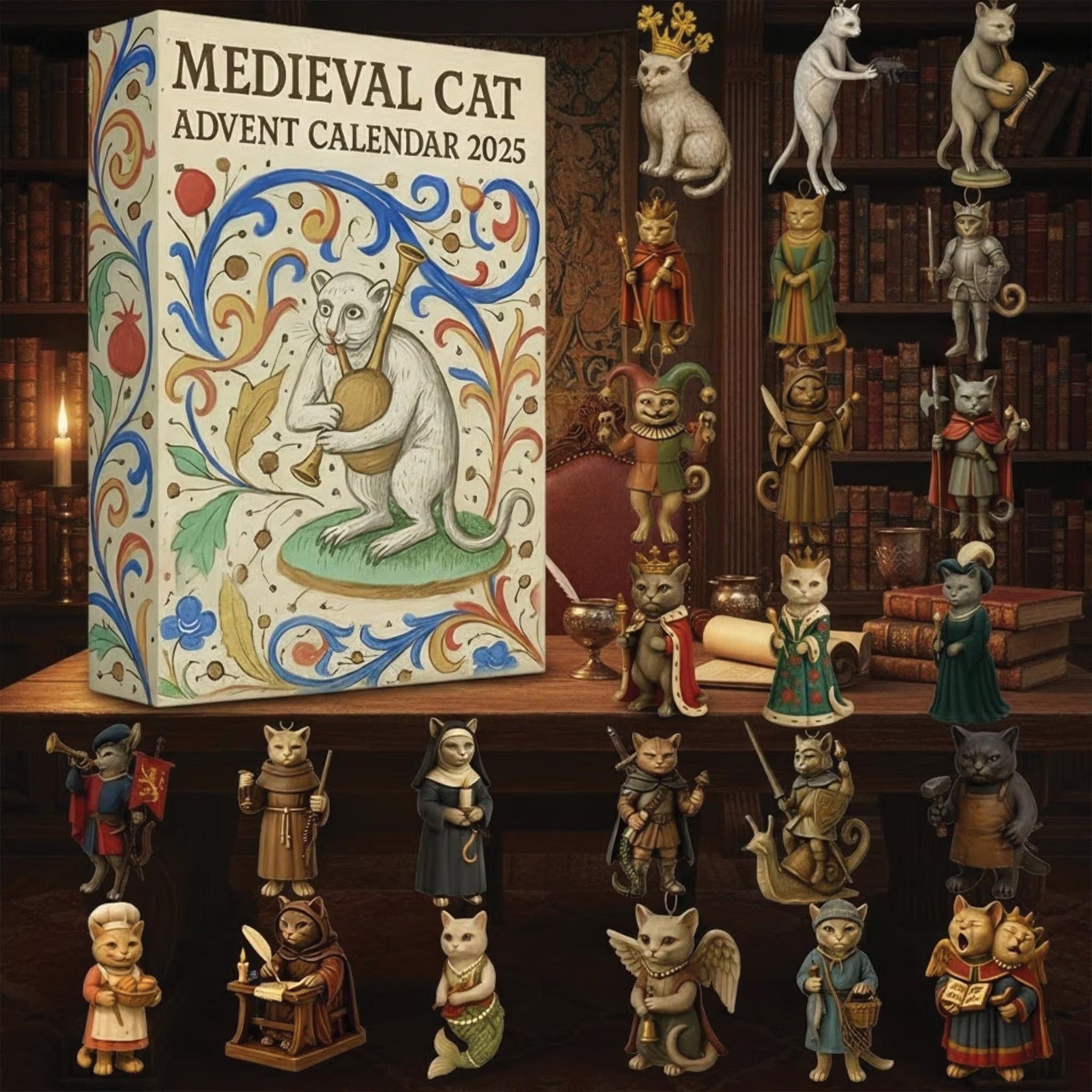 Medieval Cat Advent Calendar 2025 Festive Countdown Christmas Gifts For Car Lovers