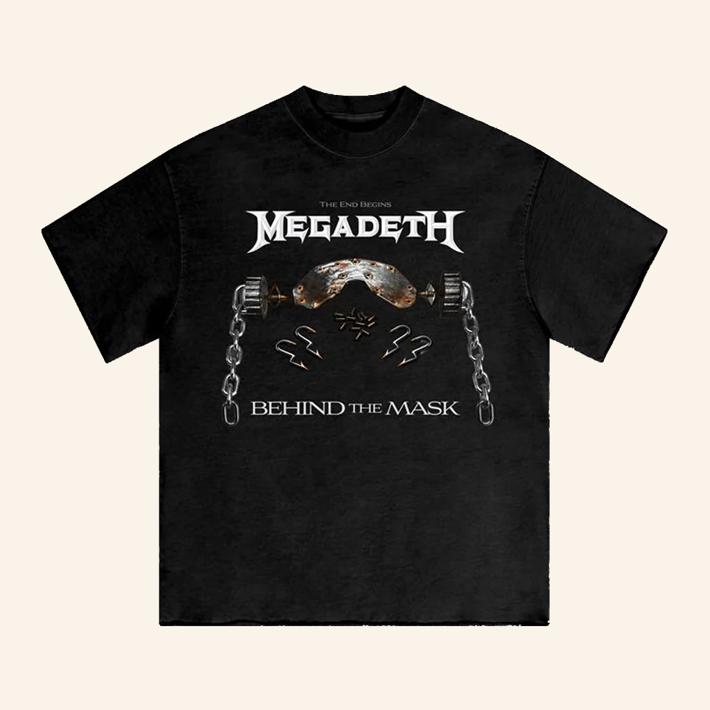 Megadeth Merch Behind The Mask Wash T-Shirt Gifts For Band Fans