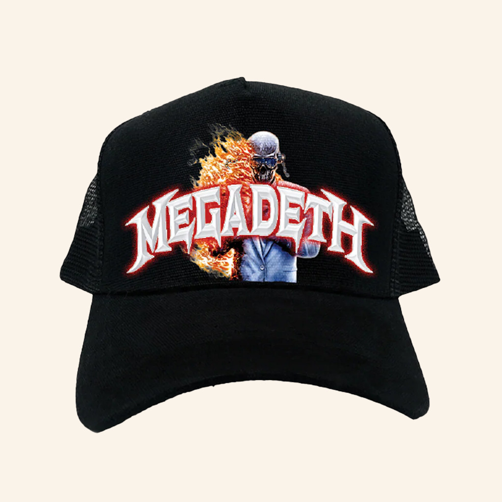 Megadeth Merch Megadeth Flame Vic Trucker Hat Best Gifts For Music Lovers Megadeth Merch Megadeth Flame Vic Trucker Hat Best Gifts For Music Lovers